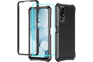 AULZAJU for Jitterbug Smart 4 Case/TCL 40XL/TCL 40T/TCL 505 Phone Case with Screen Protector,Frosted PC Back Front Soft Silicone Bumper Military Grade Protection Cover for Jitterbug 4/TCL 40 XL/TCL 40 T Black