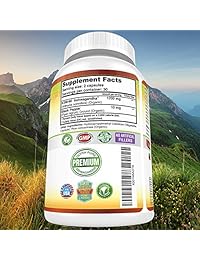 Ashwagandha orgánico KSM-66 1200 mg extracto de raíces 100 % puro y potente con pimienta...