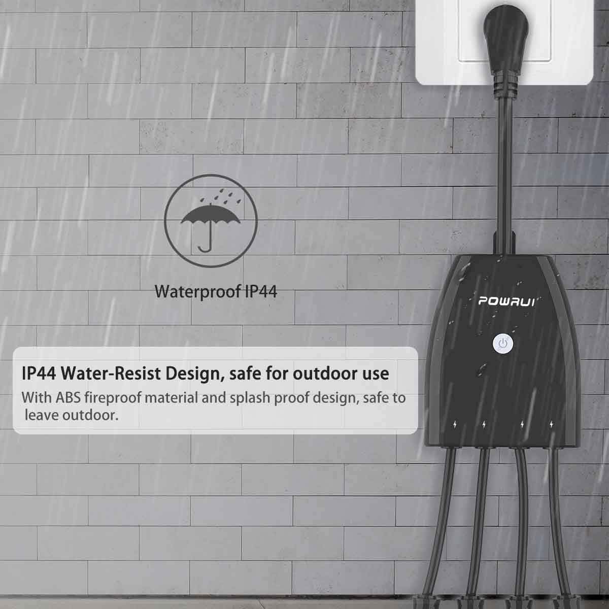 Outdoor Smart Plug, Surge Protector, POWRUI Smart Power Strip with 4-Outlet Extender, Remote Control, Timer, Weatherproof for Indoor and Outdoor Use, Compatible with Alexa, Google Assistant and IFTT: Electronics