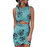Acelitt Women's 2026 Summer Sleeveless Tank Dresses Cut Out Twist Bodycon Wrap Party Evening Mini Dress