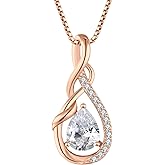 STARCHENIE Infinity Teardrop Pendant Necklace for Women 925 Sterling Silver Birthstone Jewelry