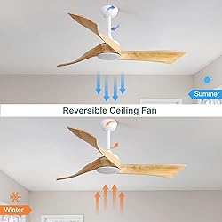 Sofucor 52 Inch Ceiling Fan no Light, Solid Wooden