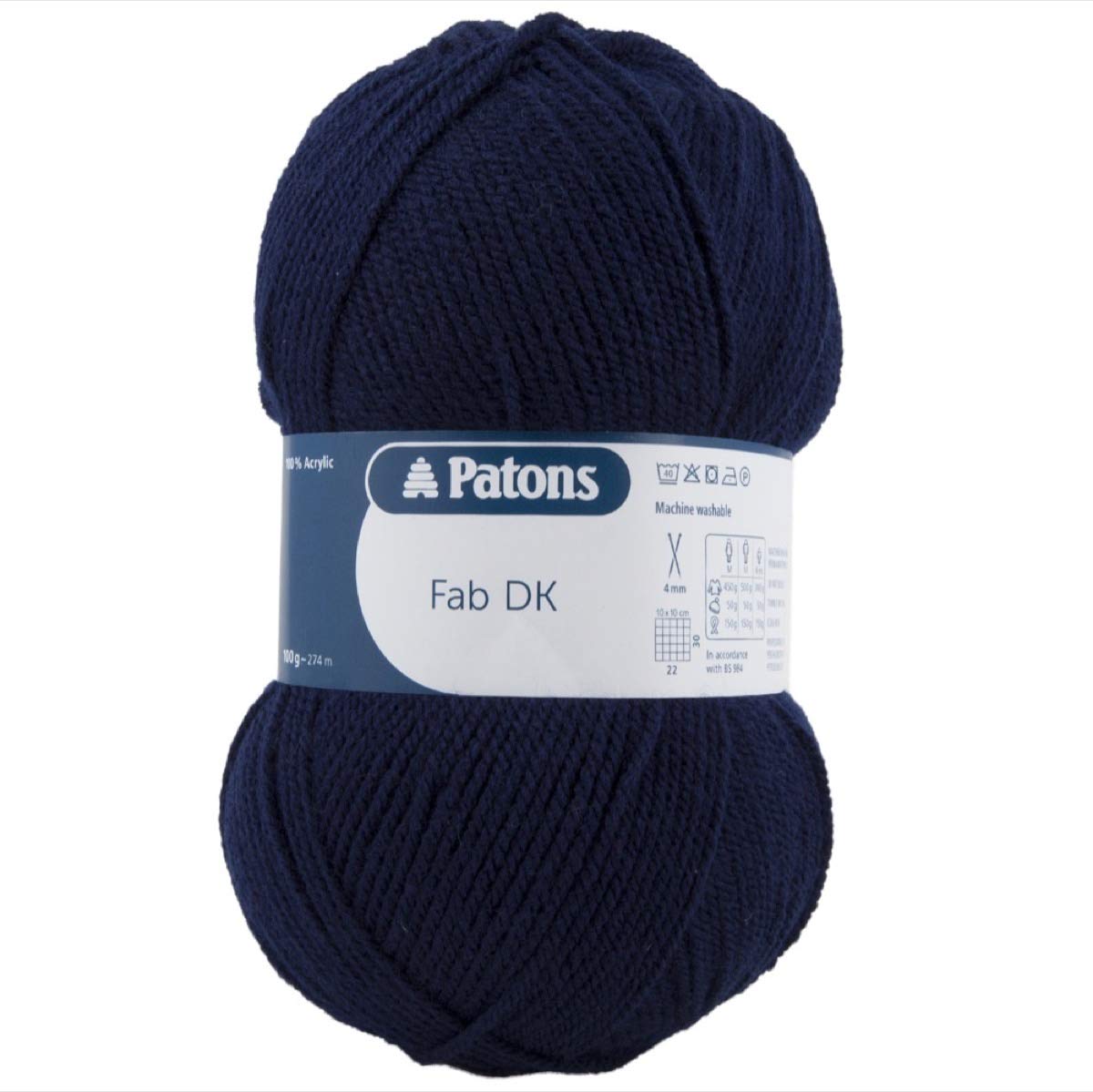 Patons Fab DK Knitting and Crochet Double Knitting Wool - 100% Acrylic Machine Washable & Tumble Dry Yarn - Colour 2320 - Navy - 5 x 100g Balls โ image 1
