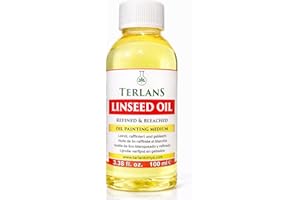 TERLANS Refined Linseed Oil 3.38 Fl. Oz ml (100 ml) – Oil Paint Thinner & Medium for Artists, Improves Flow, Transparency & G