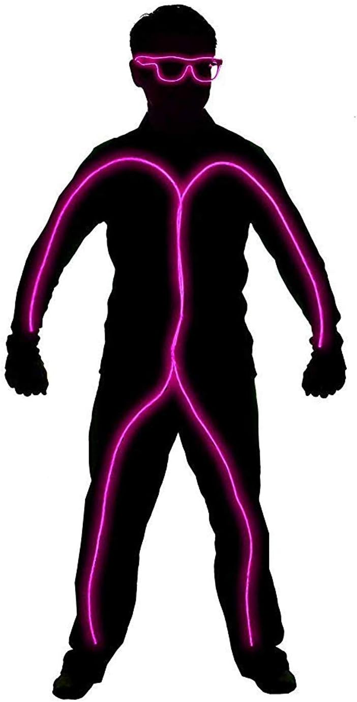 GlowCity Light-Up Stick Figure Costume-Kit – with Shades - Excludes Clothing (Small 3-5 FT Tall, Pink)