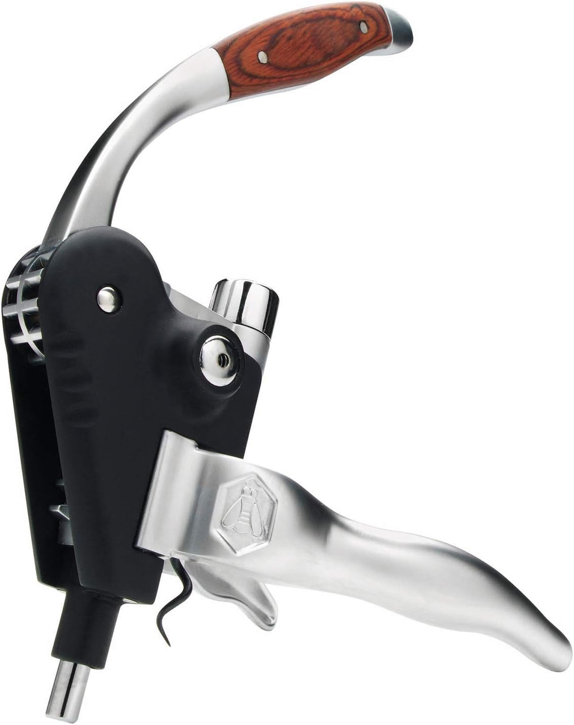 LAGUIOLE - Korkenzieher mit Cremallière-Hebel - Aluminium und Holz - Mit Ersatzdrehung - Geschenkbox - Metall, Aluminium, Holz - Schwarz, braun