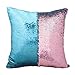 Idea up Reversible Sequins Mermaid Pillow Cases 4040cm with Magic Mermaid Sequin (Mint Blue and Baby Pink)