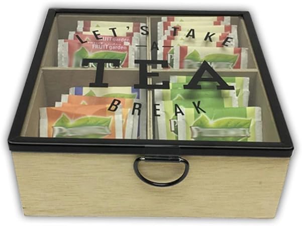 Caja de madera para bolsitas para bolsas de té Madera Color Marrón Claro – Bote para té –