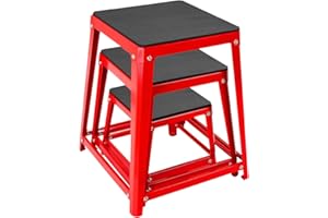 GUDESEN Plyometric Boxes 12/18/24/30 Inch Steel Plyo Box Fitness Exercise Jump Box for Home Gym Plyometric Jumping Exercises/Black Or Red
