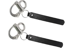standwme Quick Release Clip Shackle for SCBA Mask - Firefighter Accessories, Quick Release Lanyard, Marine Grade 316 Stainless Steel Shackle for Rigging with Leather Handle（Black）