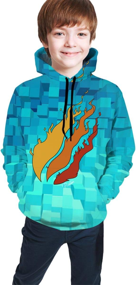 Fashion Preston Playz Fire Ice Cream 3D Print Hoodie Casual Long Sleeve Sweatshirts for Kids Boys and Girls