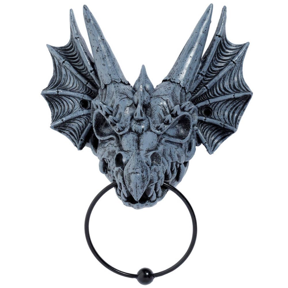 Puckator DRG537 Shadows of Darkness Grey Stone Effect Dragon Skull Door Knocker