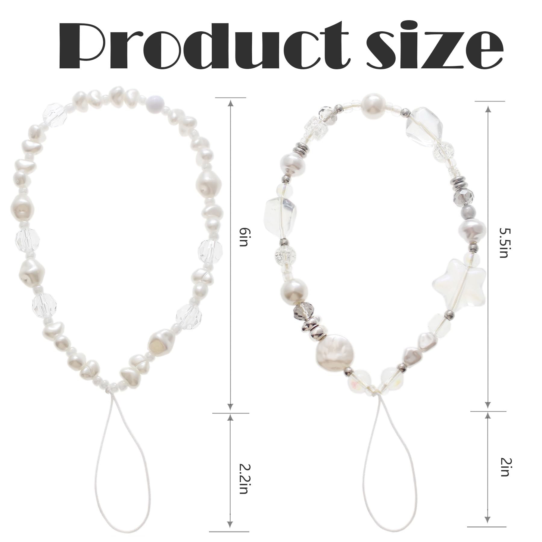 Beaded Camera Wrist Strap, Cute Phone Charms Strap, Pearl Bracelet Wrist Strap, Phone Keychain Decoration for Wallet