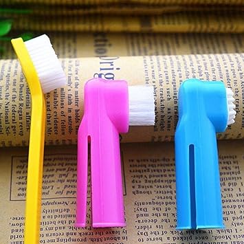 Foodie Puppies 3 Pcs Soft Cleaning Dental Rubber Finger Toothbrush for Dogs (Color May Vary)