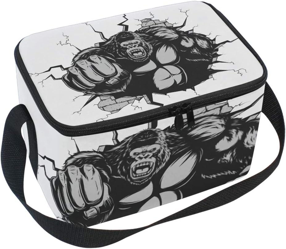 Amazon Com Gorilla King Kong Punches Lunch Box Insulated Lunch Bag Large Cooler Tote Bag For Kids Women Kitchen Dining