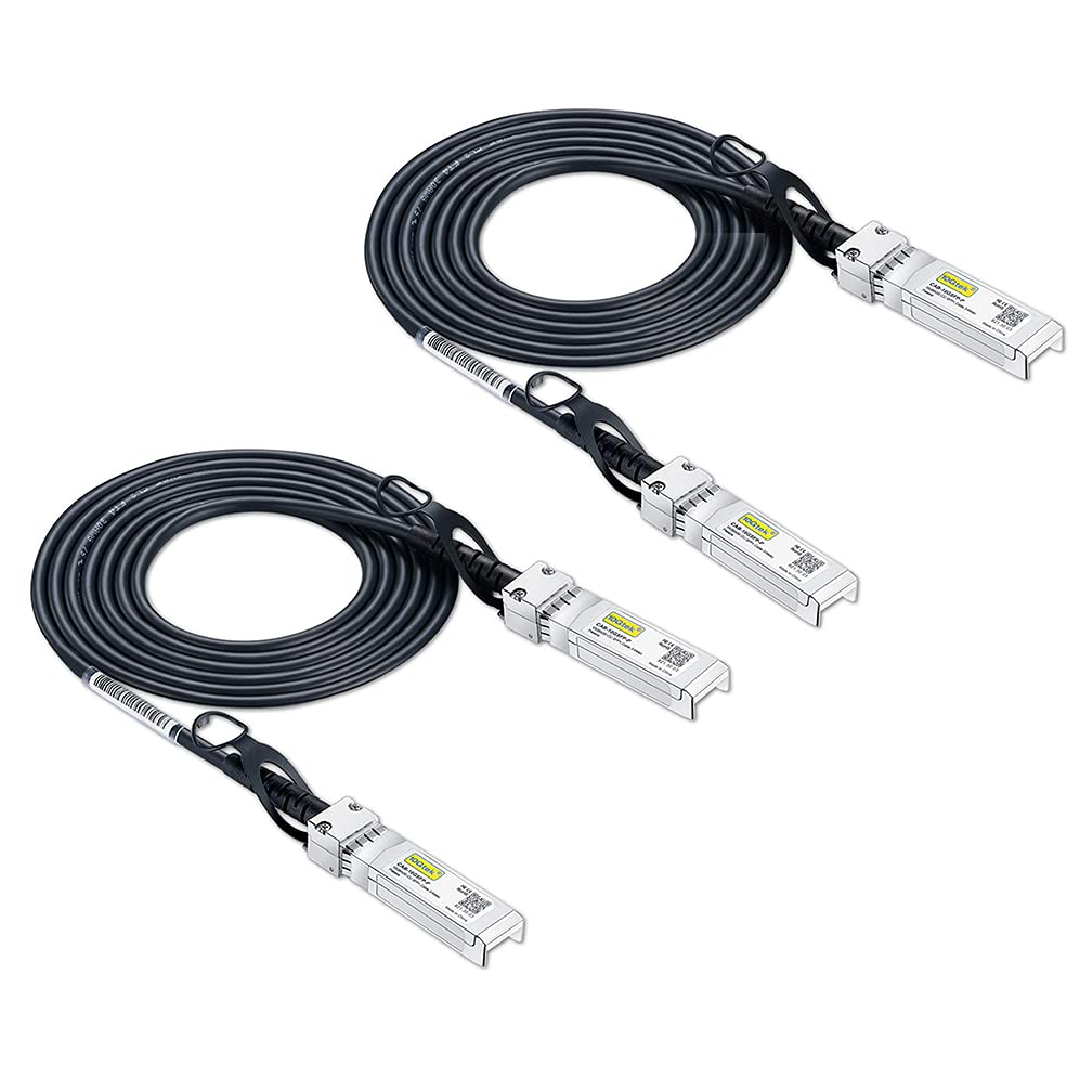 10Gtek [2 Pack SFP+ DAC Twinax Cable 2m(6.5ft), 10G Direct Attach Copper Patch Passive Cable for Cisco SFP-H10GB-CU2M, Ubiquiti UniFi, TP-Link, Netgear, D-Link, Zyxel, Mikrotik and More