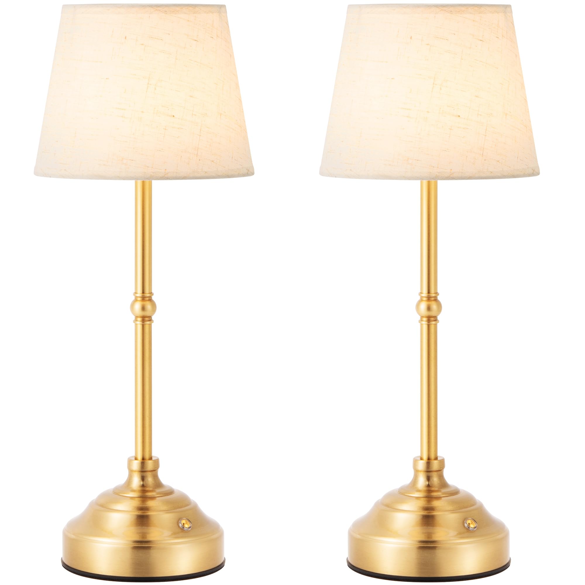 Photo 1 of keysays 2 Pack Cordless Table Lamp, Rechargeable Desk Lamp with Fabric Shade, Battery Operated Lamp 3 Color Stepless Dimming, Small Touch Bedside Lamp Home Decor for Dining, Counter (Brushed Gold)
