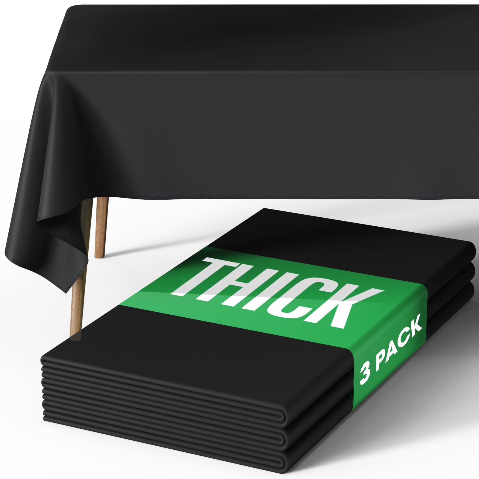 Photo 1 of ***(partial set/ only 1)***Pureegg Rectangle Table Cloth 60" x 84" – Durable Polyester Tablecloth Offers Reusable & Washable Protection, Ideal for Outdoor Party, Picnic, Wedding, Banquet and Birthday, 3 Pack, Black