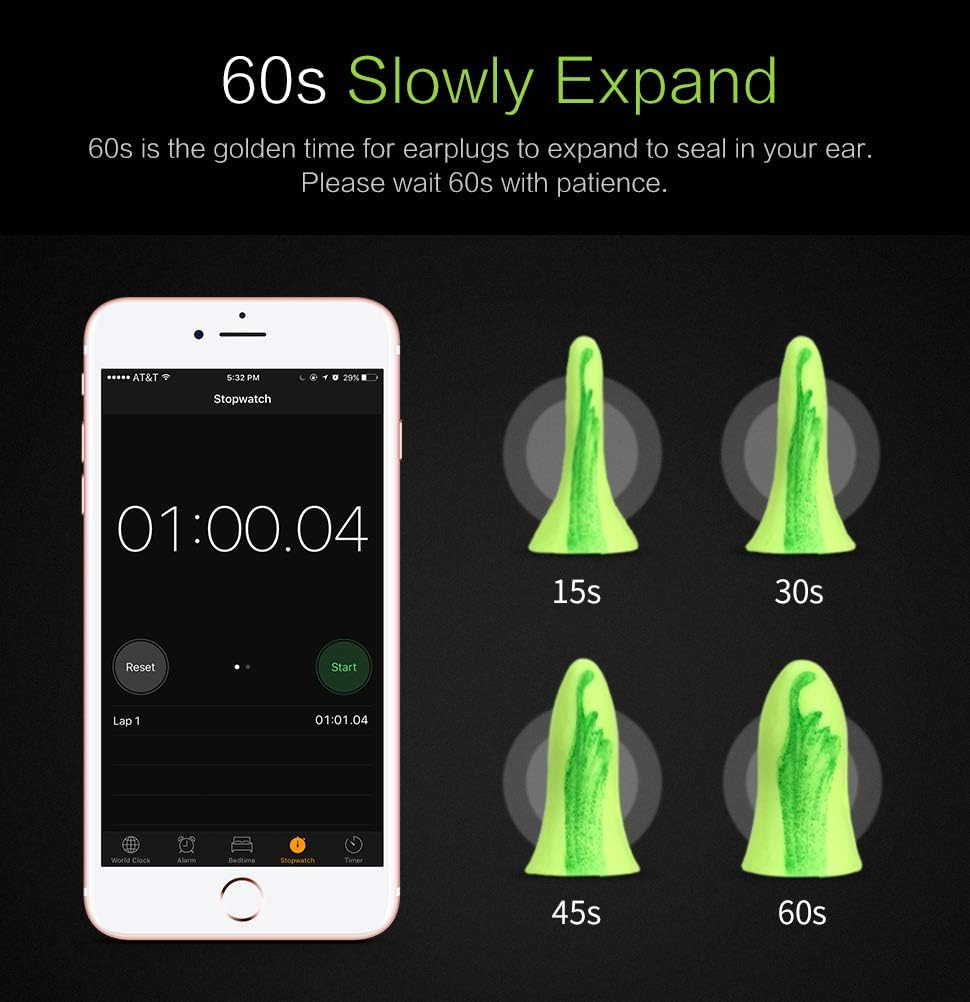 Ear Plugs AMAZKER Bell-Shaped 60 Pairs Ultra Soft Earplugs SNR-35dB Perfect for Sleeping Snoring Working Study Travel with Aluminum Carry Case No Cords Noise Reduction (AM-1006): Health & Personal Care