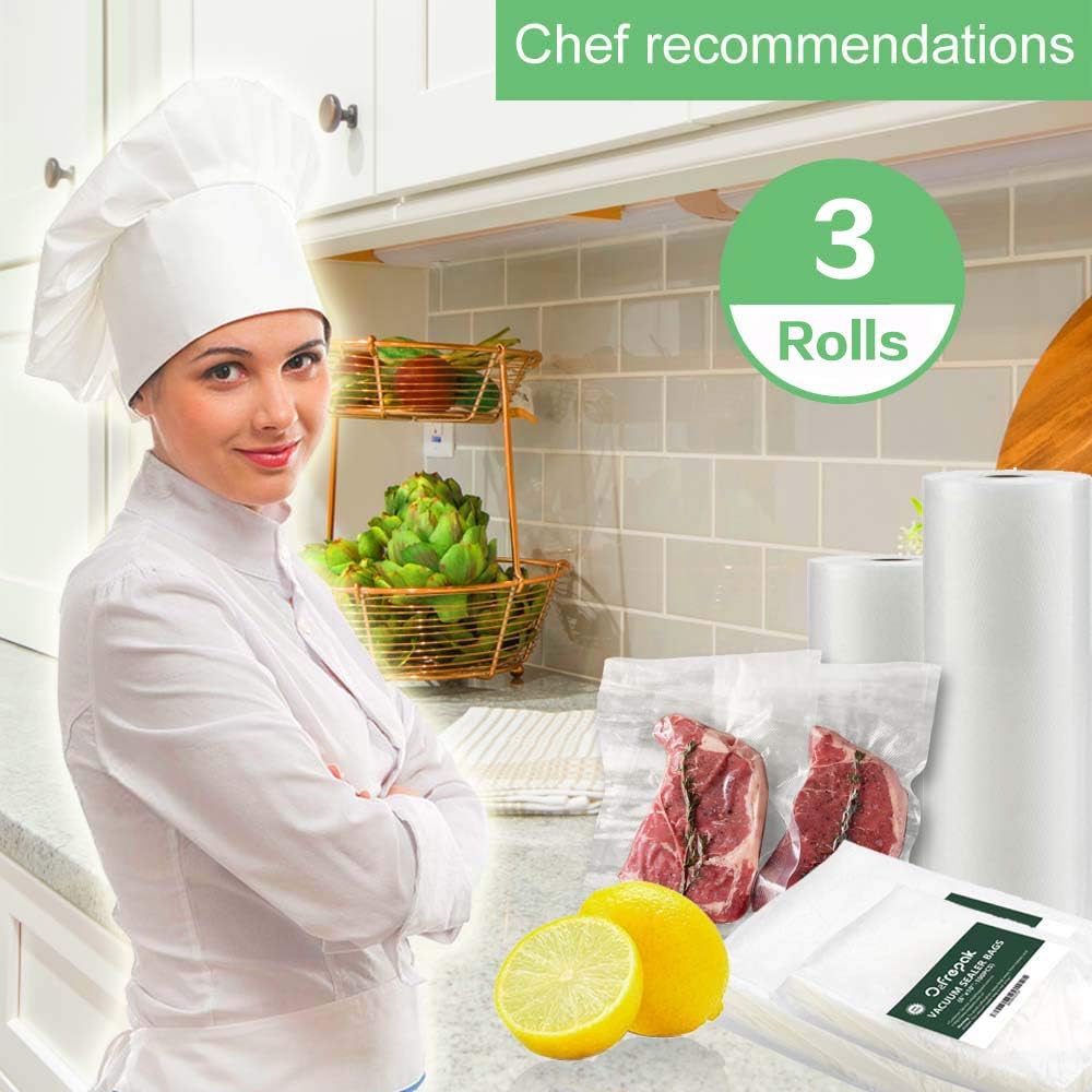 O2frepak 3Pack 28x600cm Food Textured Vacuum Sealer Bags Rolls with BPA Free,Heavy Duty Embossed Vacume Sealer Storage Bags Rolls for Food,Great for Sous Vide Cooking (Total 1800cm) - Image 3