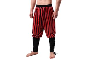 Heyigrow Mens Pirate Pants Medieval Viking Costume, Renaissance Lace-up Ankle Banded Trousers Cotton Linen Cosplay Outfits