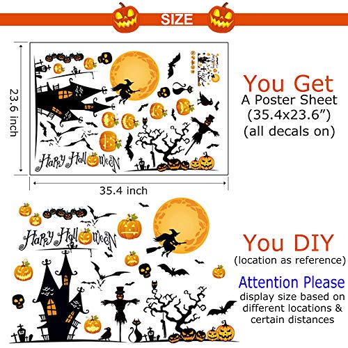 Happy Halloween Removable Wall Sticker Window Art Decoration Vinyl Witch Bats Pumpkin Decals for Hom - //coolthings.us
