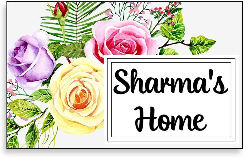 999Store Printed Roses for Home Name Plate (MDF_12 X7.5 Inches_Multi)