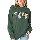 IZYJOY Women Christmas Nutcracker Sweatshirt Xmas Ballet Lovers Oversized Top Crewneck Long Sleeve Pullover Holiday Sweaters