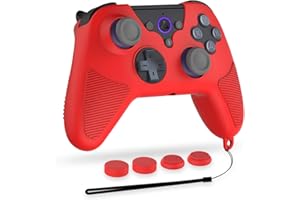 Case for Luna Controller, Alquar Silicone Case Cover for Amazon Luna Controller, Anti-Slip/Shockproof/Dustproof Skin Protective Cover for Luna Game Controller- with Lanyard/Thumb Grip Caps (Red)