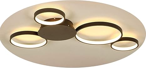 Dimmbar 4-Ring Wohnzimmerlampe LED-Deckenleuchte Braune Wohnzimmer