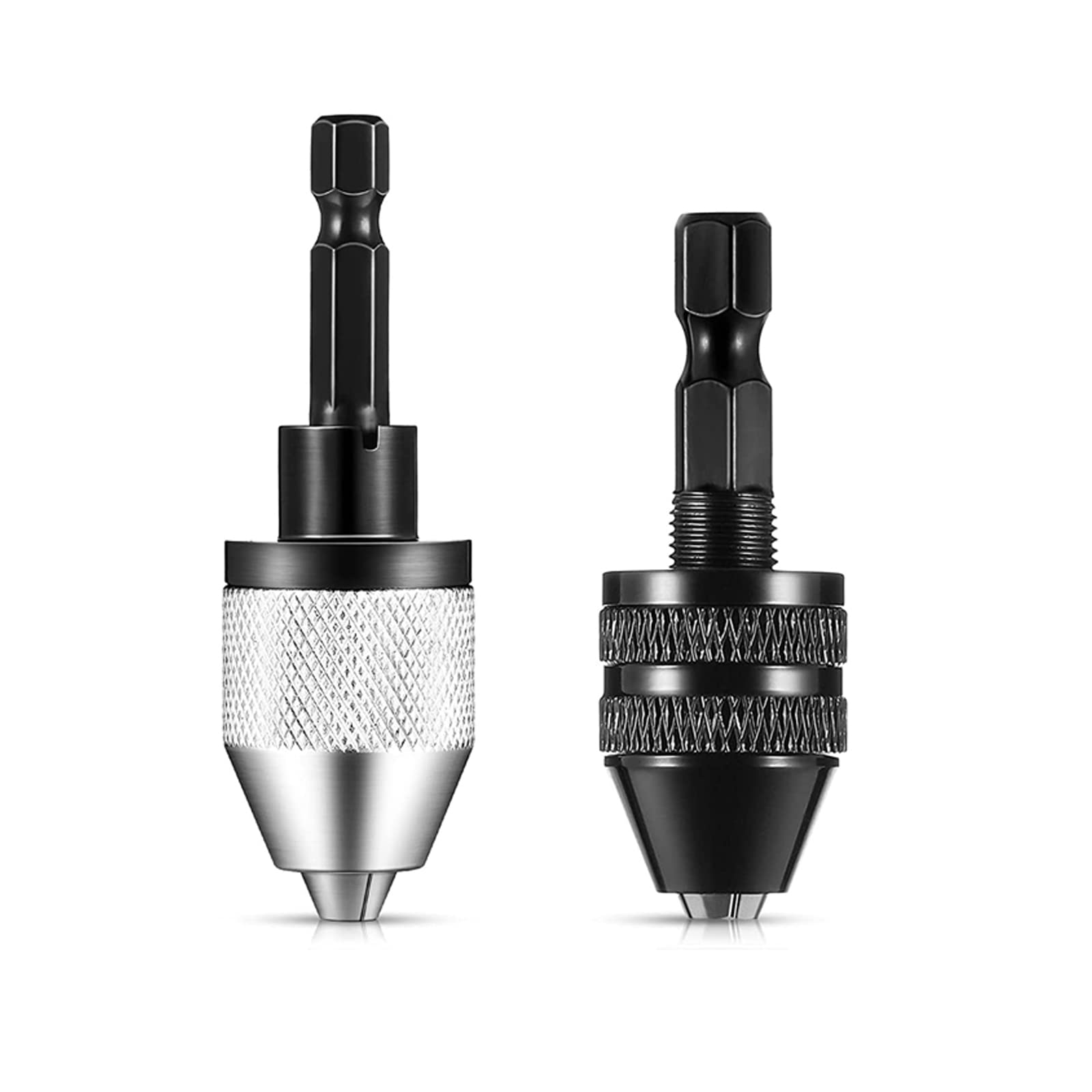 Yitaocity 2Pcs 1/4 Inch Hex Shank Keyless Drill Chuck Bit Keyless Drill Chuck Fast Change Converter Extension Screwdriver Drill Adapter for Impact Driver Tool (0.3-6.5 mm, 0.3-3.6 mm)