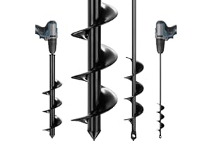 Gbekery Auger Drill Bit for Planting 2 Pack,1.6x16 inch&3.5x16 inch,Auger Drill Bit Suitable for 3/8'' Hex Drill Driver,Garden Spiral Hole and Planter for Bulbs,Fence Posts,and Umbrella Holes