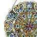 Victorian Style Stained Glass Panel: 23 Inch High Webbed Heart Decorative Window Hanging - Large Round Tiffany Style Blue, Green, Yellow & Red Framed Hangings - Ornament for the Wall or Windows
