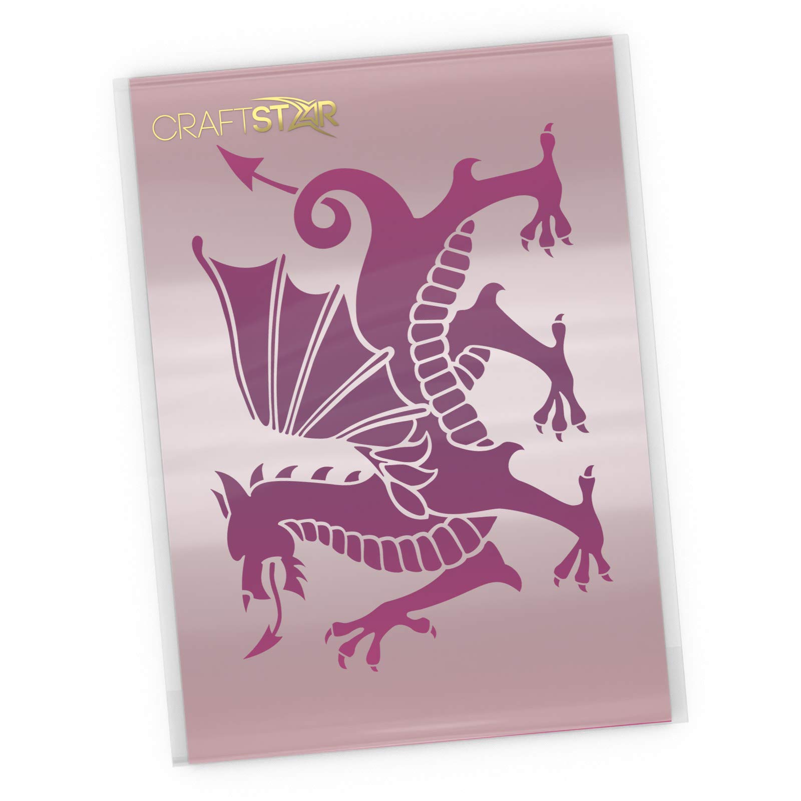 CraftStar Welsh Dragon Stencil- Laser-Cut A4 Dragon Stencil Template