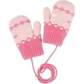 Mealah Kids Winter Mittens for Boys Girls 3-5 Years, Double Layer Thermal Knit Stretchable Snow Gloves for Outdoor