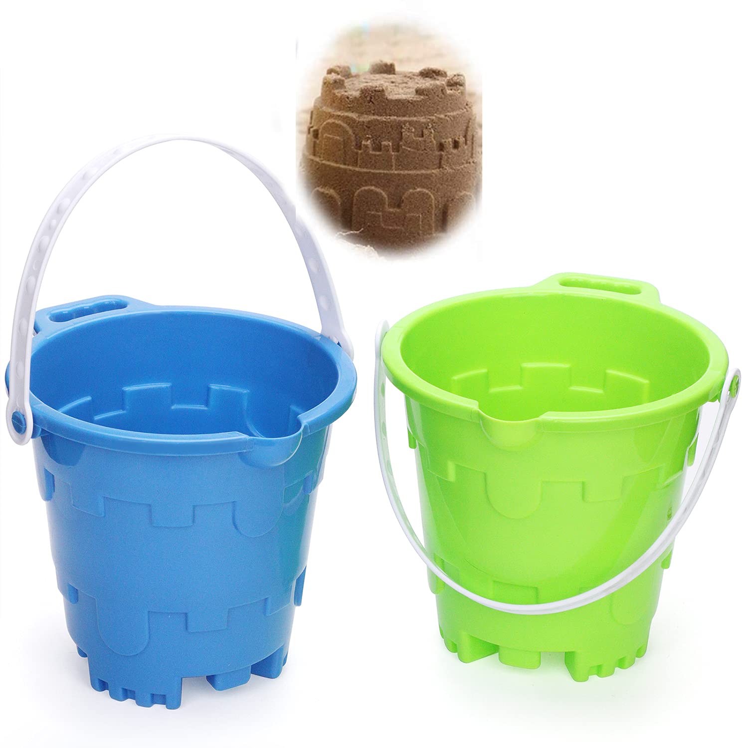 Jumbo Castle Model Beach Buckets Gear Set 7" Large Sand Pails Bucket