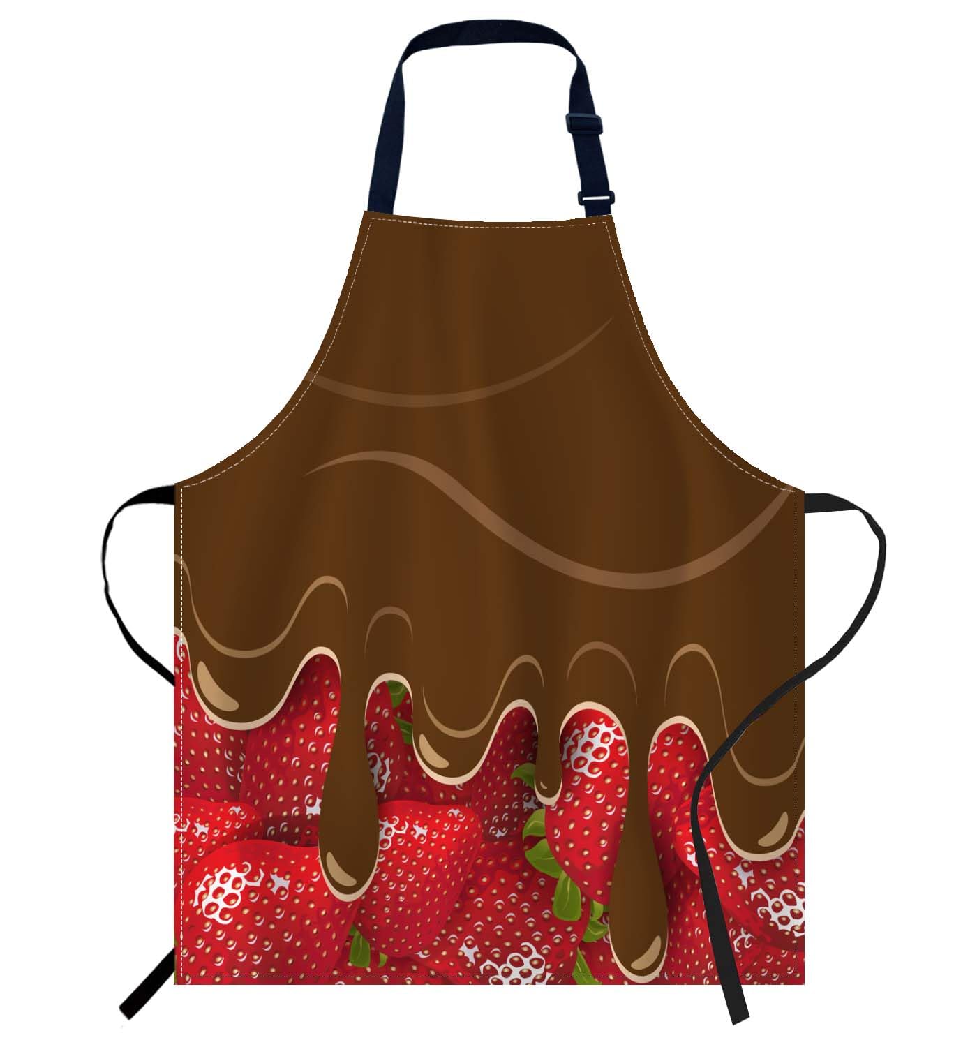 Smooffly Strawberry Chocolate Apron - Unisex Adjustable Bib Apron for Home, Kitchen, Restaurant, Coffee House — image 1