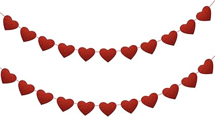 Amazon Com Konsait 39 4ft 60heart Glitter Valentine Heart Garland