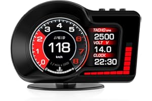 Qfansi Car Digital Speedometer OBD2+GPS Head Up Display HUD Overspeed Alarm RPM Water Temperature Turbo Pressure Universal