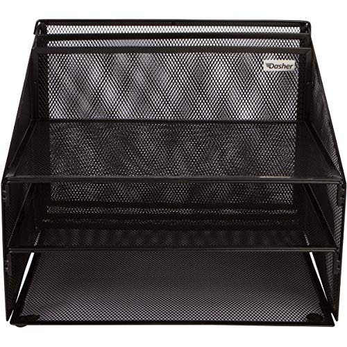 Office Desk Organizer Metal Mesh with 3 Paper Trays and 2 Vertical
