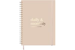 JAYREN Undated Daily Planner with Hourly Schedule, 8.5" x 11" Large 6-Month Planner for Productivity, Full Page a Day, 2025-2026 Calendar, To Do List, Time Blocking, Beige Aesthetic Hardcover Spiral Notebook
