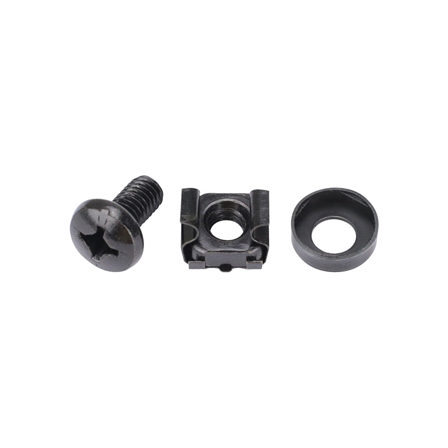 HMF 61024-24x Cage Nuts Set for Server Rack 10" or 19" Data Network Cabinet, M6 Screws, black