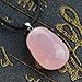 iSTONE Natural Teardrop Rose Quartz Pendant Necklace with 16