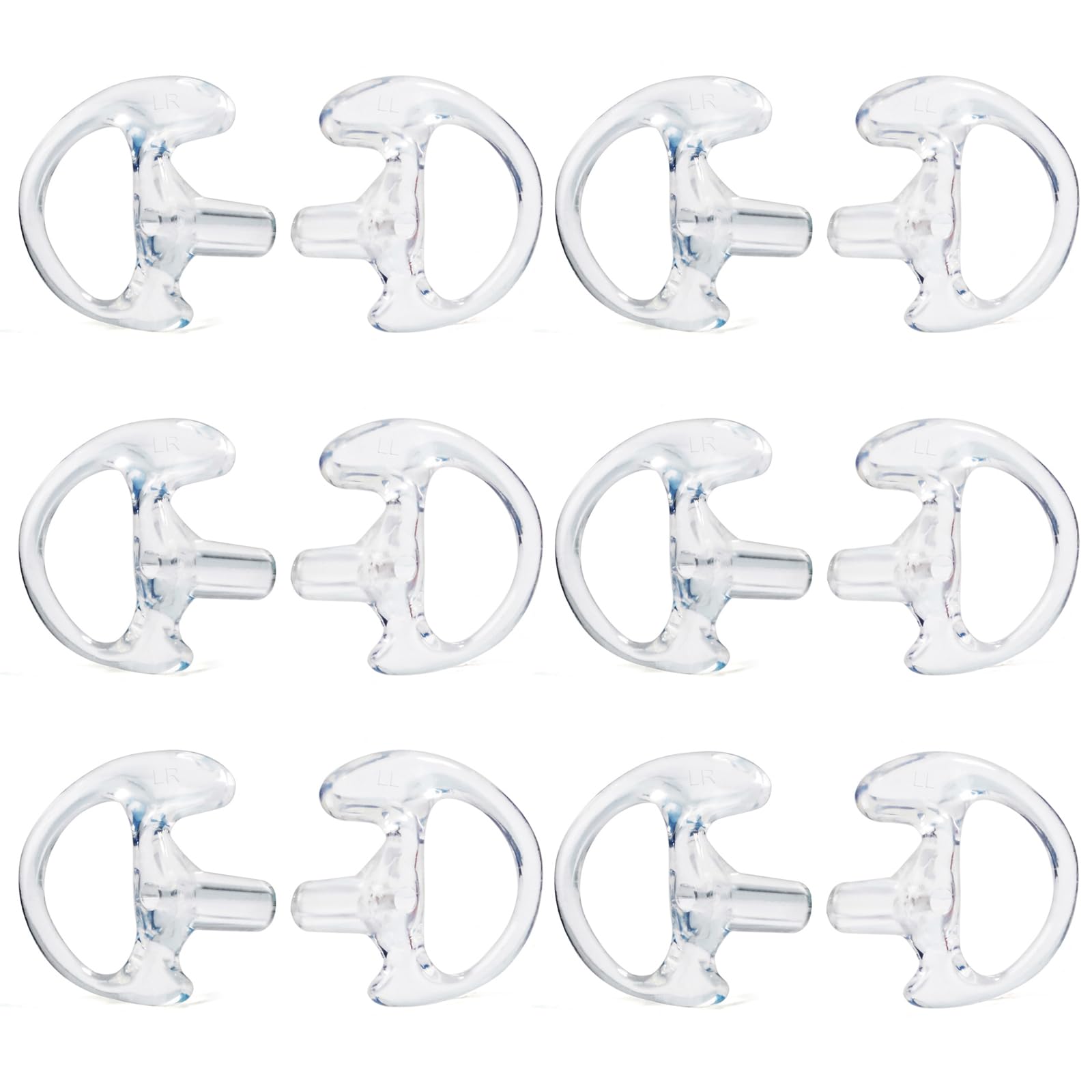 UAYESOK Replacement Earmold Soft Silicone Ear Buds Eartips for Motorola Kenwood Two Way Radio Air Acoustic Coil Tube Walkie Talkie Covert Earpiece Headset (Large*6, Transparent)