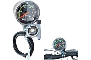 DENPETEC Mechanical Speedometer for Bicycle,Bicycle Speedometer,Universal Bike Cycling Odometer Waterproof Mechanical Speedometer,Bike Speedometer Odometer Cycling Stopwatch,Large Dial,Easy to Read