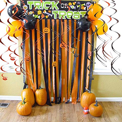 image for RUBFAC 12 Rolls Halloween Streamers, Orange and Black Crepe Paper Stre