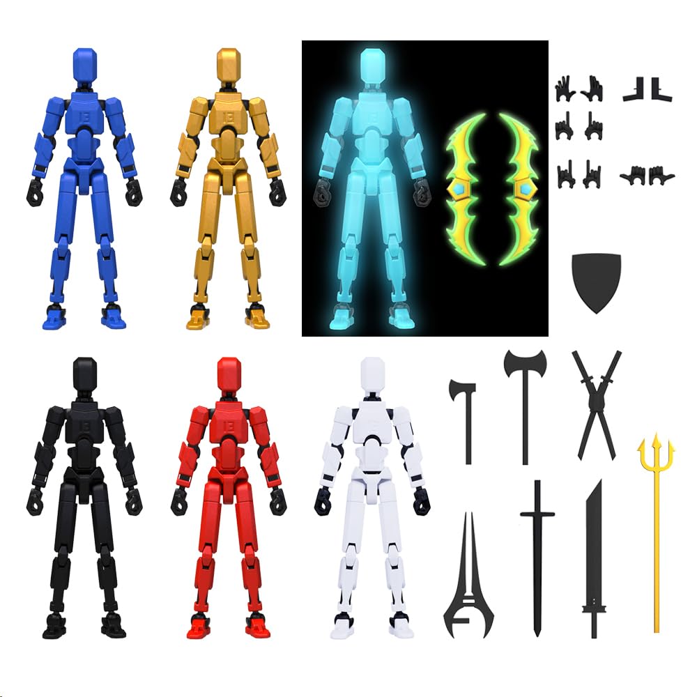 MerryXD 6 Pack Assembly Completed T13 3D Action Figure,Dummy Nova Titan Lucky 13 Action Figure 3D Printed Multi-Jointed Movable Toy