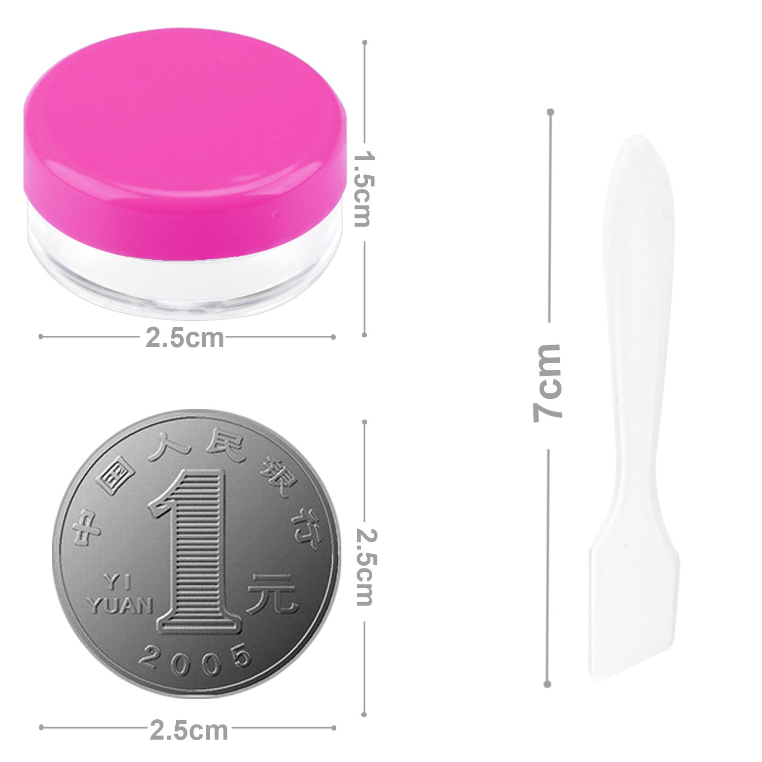 SumDirect 100Pcs 5G/5ML Empty Clear Plastic Cosmetic Containers with Hotpink Lids, Sample Jars, Makeup Sample Containers for Cream Lotion with a Snoop: Beauty
