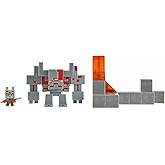 Mattel Minecraft Dungeons Mini Battle Box, with Exclusive Redstone Monstrosity, Valorie Character and Lava Set Piece, Action and Adventure Toy Based on Video Game, Gift for Kids Age 6 and Older