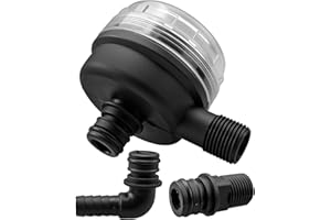 MQLPXI 01740014A Water Pump Strainer 1/2in Fit for Xylem Flojet Water Pump, with 1/2in 20381-009 Elbow Hosebarb Fitting and 20381-039 Quad Port Fitting